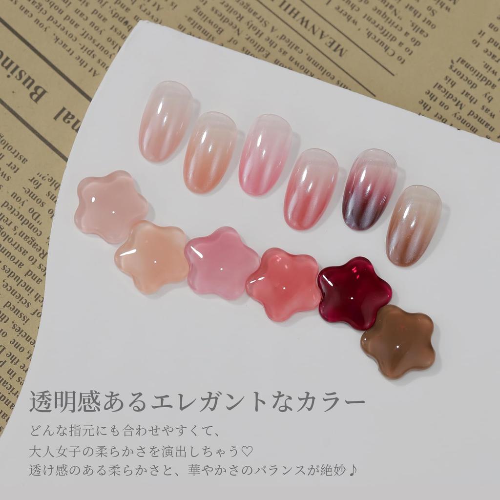 Coikaze Gel Nail Color Sheer Color Gel Polish Kit Set Compatible Rose Garden 6-Color UV/LED 5.2ml