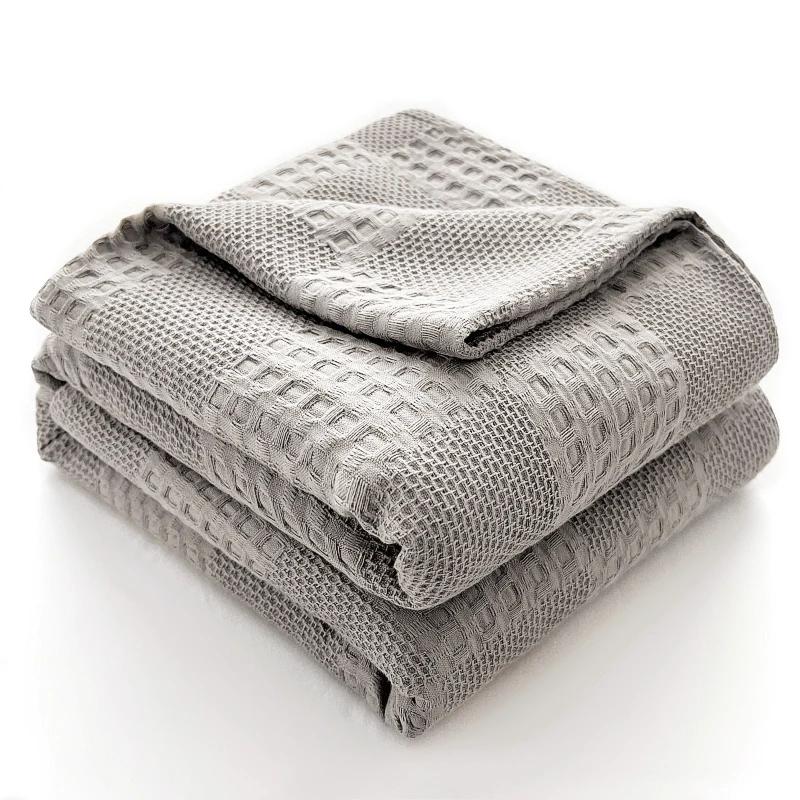 100%Cotton Blankets Waffle Throw Blanket Solid Soft And Breathable Blanket For Twin/Queen/King Bed Decorative Plaid Sofa