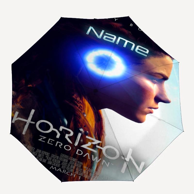 Custom Name Horizon Theme Automatic Umbrella, Lightweight & Portable, 8 Rib, Perfect for Outdoor Travel, Birthdays, Christmas, Gifts.