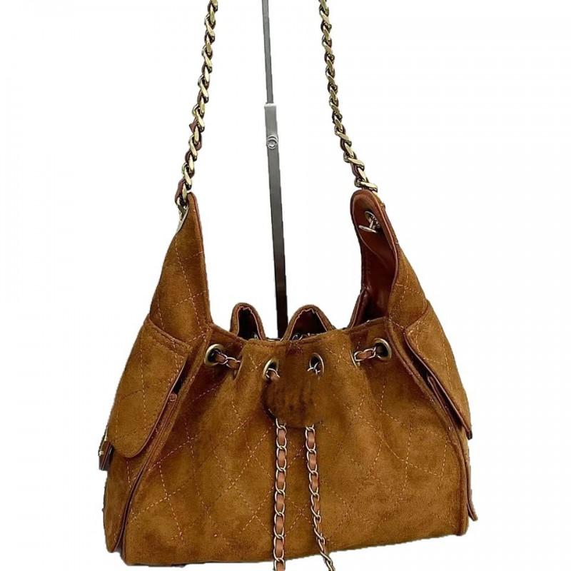 Medium Chain Shoulder Bag Crossbody Women Daily Use Water Bucket Style PU Leather With Magnetic