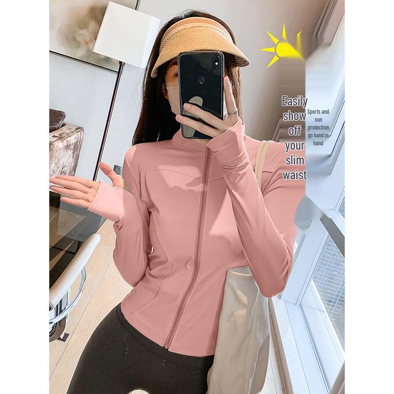 Women's Quick-Dry Stand Collar Fitness Jacket with Zipper - Breathable, Long Sleeve Sports Top for Running, Yoga, Outerwear.