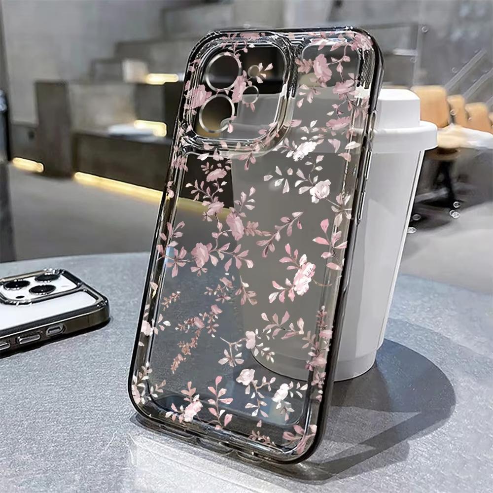 Abstract Plants Flower Pattern Phone Case For iPhone 17 Pro Max 16 15 Pro 14 13 12 11 XR XS 17Air 16 Plus Clear Bumper Cover