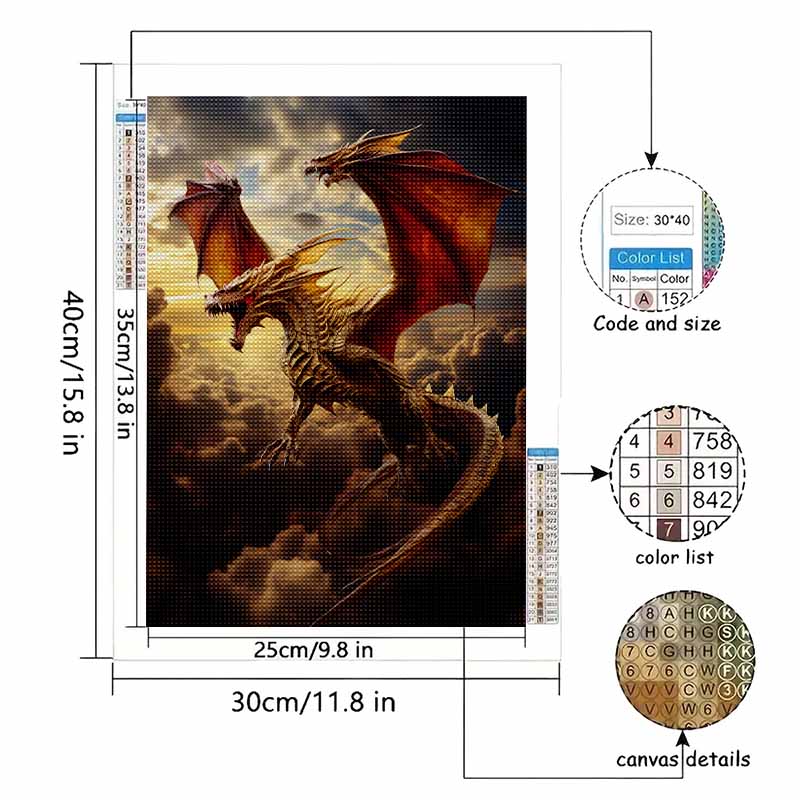 New Arrival 5D DIY Full Circle Diamond Painting "Flying Dragon" Embroidery Cross Stitch Home Decor Gift