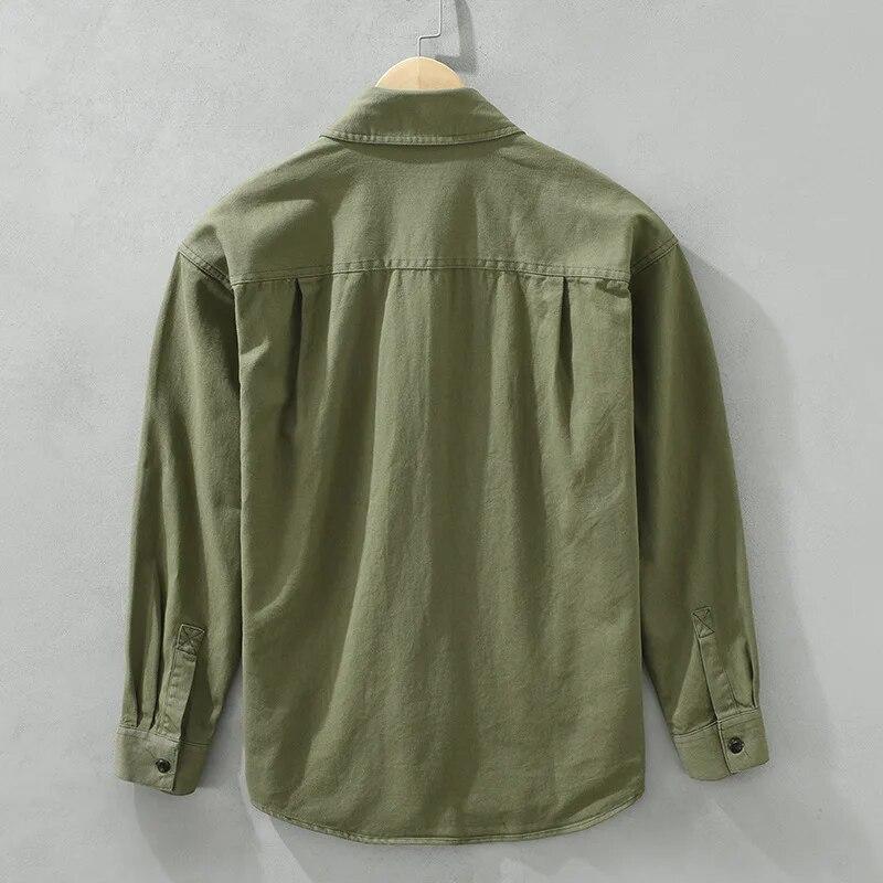 Japanese Style Cargo Shirt Men Spring and Summer Long Sleeve Casual Shirts Cotton Pockets Soft and Comfortable Loose Top Youth Popular Men Clothing