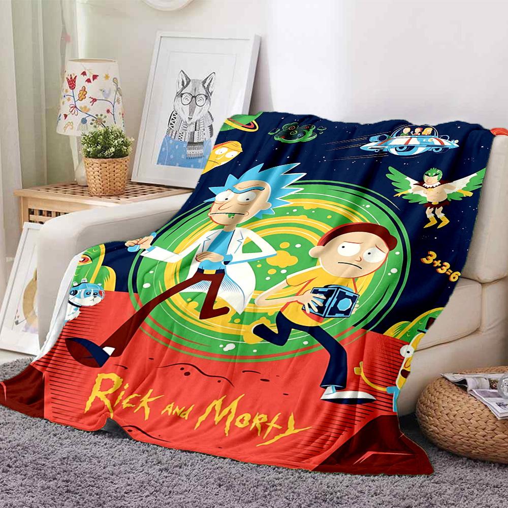 1 szt. Koc Rick i Morty Lekki Flanelowy Kocyk Na Sofę, Łóżko, Podróż, Salon, Biuro, Kanapę, Krzesło I Łóżko