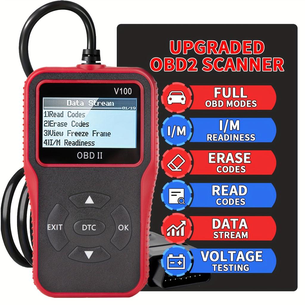 1pc V100 Professional OBD2 Scanner, Engine Fault Code Reader, Diagnostic Scan Tool for OBD II Protocol Cars Since 1996