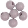 6 Round Beads - Grey Wood - 30 Mm