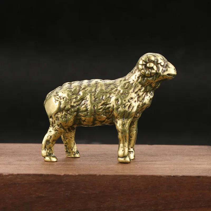 Figurine Piccole di Pecore in Ottone Retrò Miniature Decorazione per la Casa Ornamento da Scrivania Decorazione Animale da Tè Artigianato Antico Decorazioni per la Casa Regali