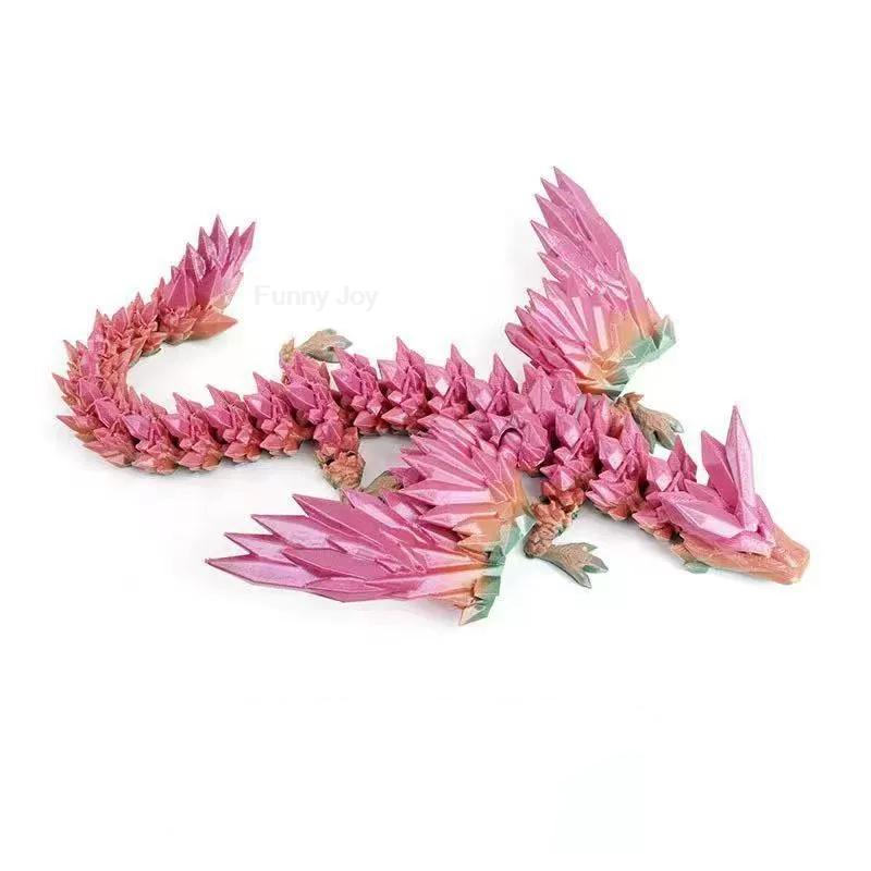 22Cm 3D Printed Conjoined Dragon Crystal Dragon Wings Ornaments Joints Can Move Dragon Rockery Fish Tank Landscaping Decoration