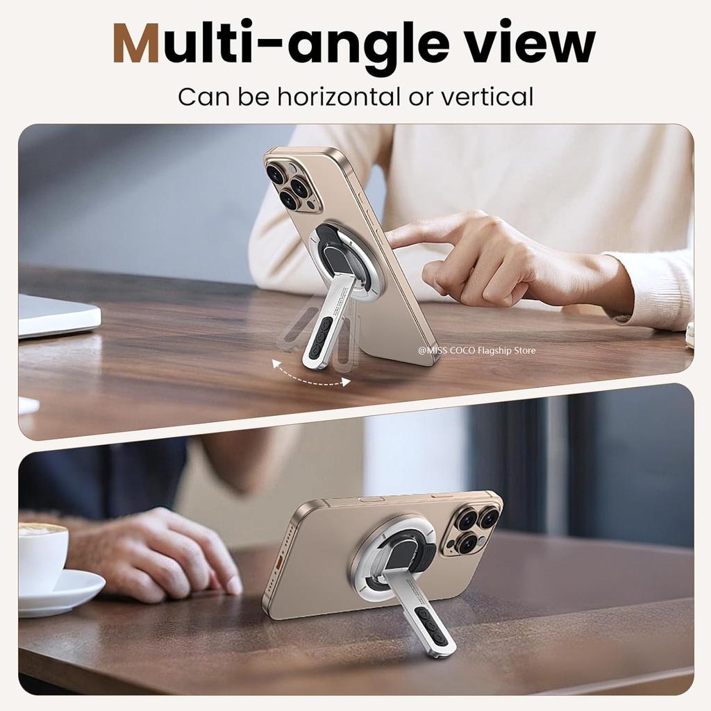 3-in-1 Magnetic Phone Grip Stand for MagSafe – 360° Rotatable Finger Ring Holder, ABS Material, Universal for All Smartphones