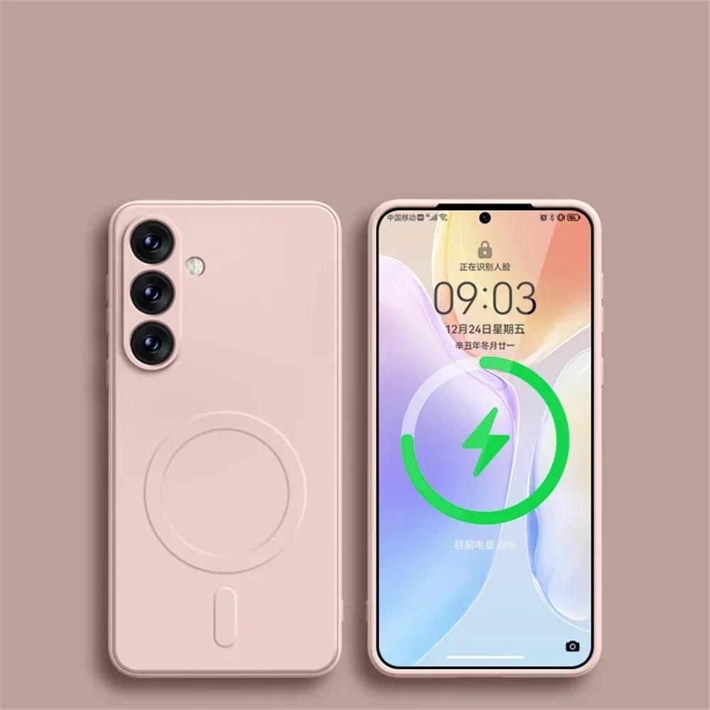 Original Liquid Silicone Magnetic Wireless Charge Case For Samsung Galaxy S25 S24 Ultra S23 S22 S21 For Magsafe Shockproof Cover
