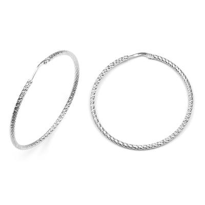 [M8930] - Silver 'Choréographie' Hoop Earrings (rhodium-plated) - 45x2 Mm (diamond-plated)