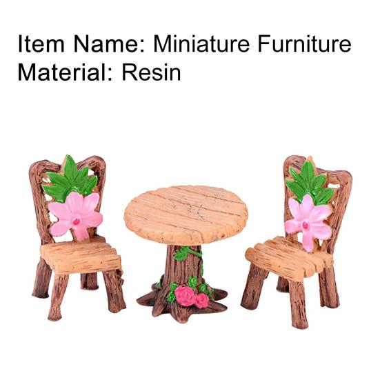 3 ks Miniatúrny nábytok Viacúčelový Ručne vyrobený Živicový Nábytok na Rastliny Displej pre Záhradu