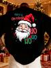 Mens Shortsleeved Tshirt Santa Claus Merry Christmas HO HO HO Suitable for Holiday Parties and Winter Daily Wear