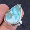 Natural Larimar Gemstone Handmade 925 Sterling Silver Jewelry Ring Size 10 l3F55