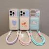 Korean Style Card Bag Suitable for IPhone15pro Cartoon Mobile Phone Case Apple 16 Lanyard 13 Mobile Phone Love Protection Case