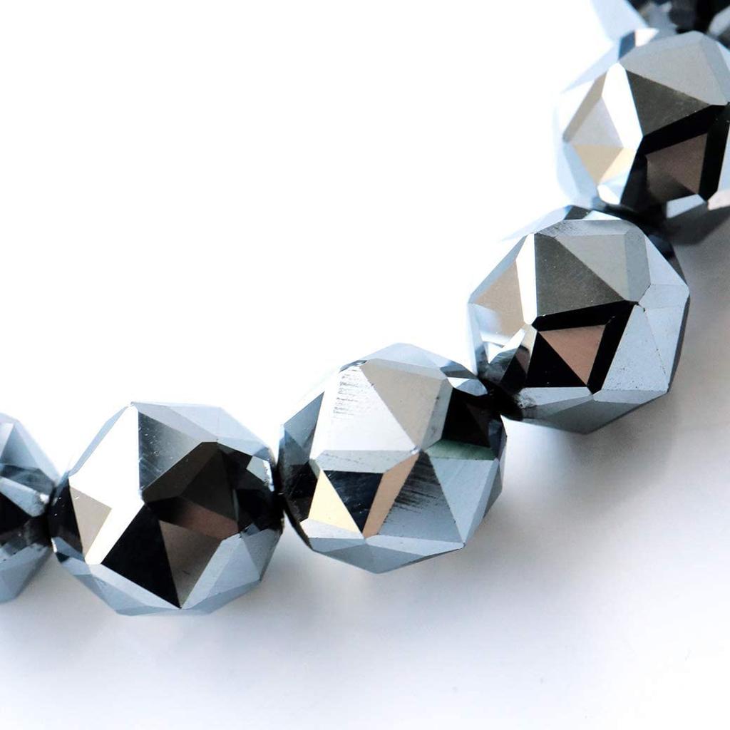 [GOLD STONE] Terahertz Crystal Necklace, Star Cut, 8mm, 50cm Long, Adjustable by 5cm