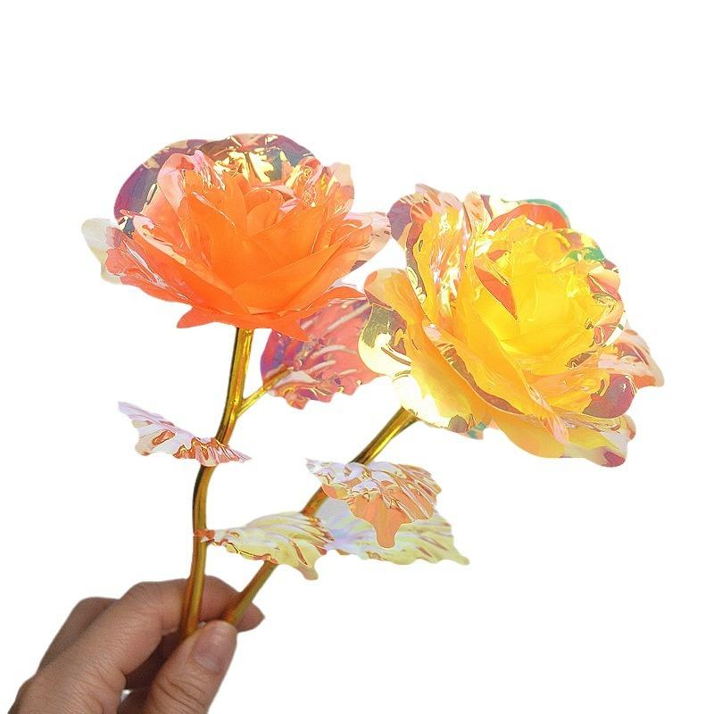 Colorful Gold Foil Flowers Macaron Color Rose Valentine'S Day Crystal Flowers Gifts Artificial Flowers For Home Decoration