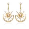 2023 Elegant Sun Goddess Star & Moon Rhinestone Dangle Earrings for Women