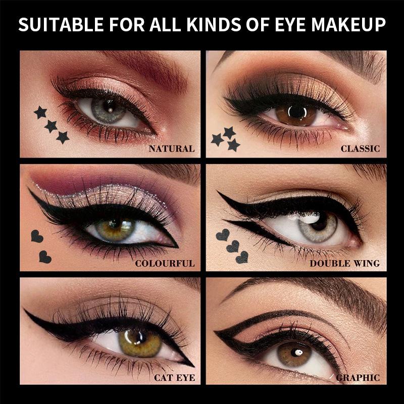 YANQINA Dual-Ended Eyeliner Stamp Pen - Waterproof Liquid Eyeliner with Star Heart Wing Seal 2 In 1 Eye Liner Pen Long Lasting Smudgeproof Eyeliner