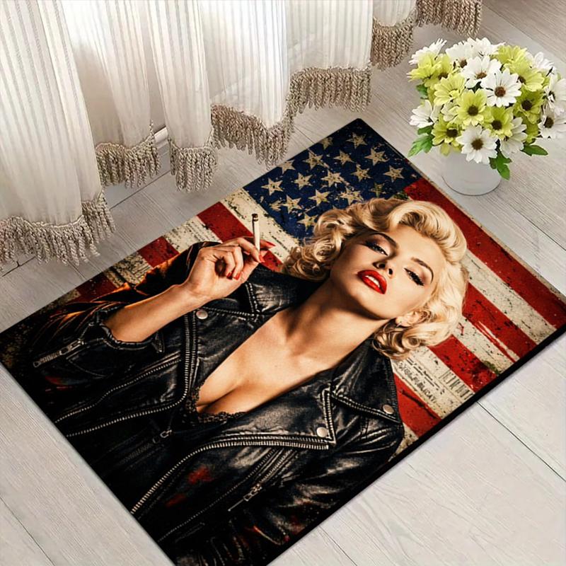 American Icon Style Crystal Velvet Rug, Soft Anti‑Slip Crystal Velvet Carpet for Living Room Bedroom Home Decor
