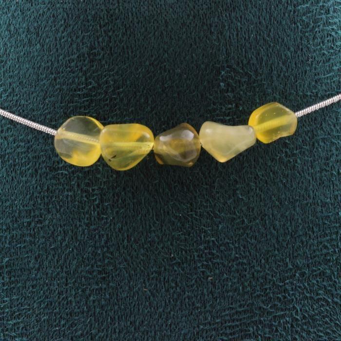 Collier - A Bijoux - Opale jaune d'Australie - Acier inoxydable - 5 perles - 45 cm