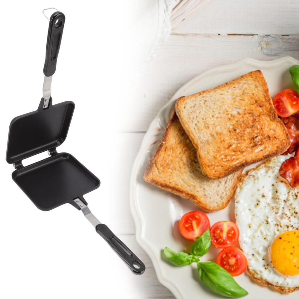 Kitchen Utensils Square Frying Pan Non Stick Double Sided Sandwich Maker Black Anti Scalding Handles Cooking Saucepan Breakfast