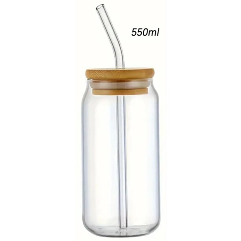 350/550ml Glass Cup with Bamboo Lids and Glass Straw 1pc Beer Shaped Drinking Glass Cute Tumbler Cup for Smoothie, Boba Tea 350-550ml
