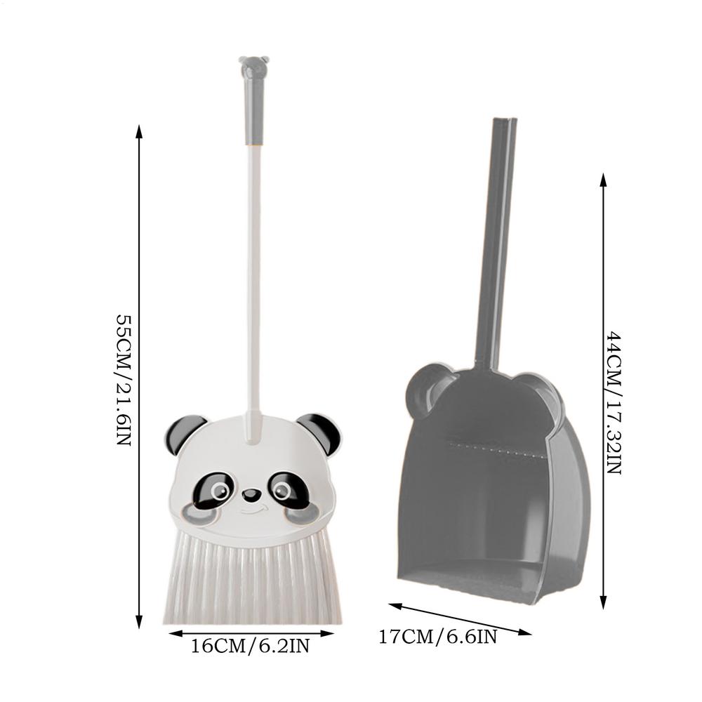 Small Broom Dustpan Set Cute Panda Toddler Broom and Dustpan Combo Housekeeping Helper Combo Pretend Play Cleaning supplies