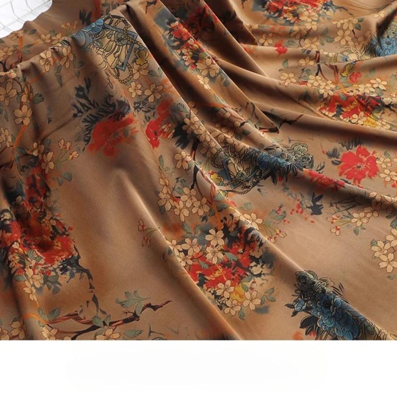 Chinese-style Imitation Silk Cloud Gauze High-end Fabric Soft Cotton Silk Printed Fabric DIY Cheongsam Dress Hanfu Clothing