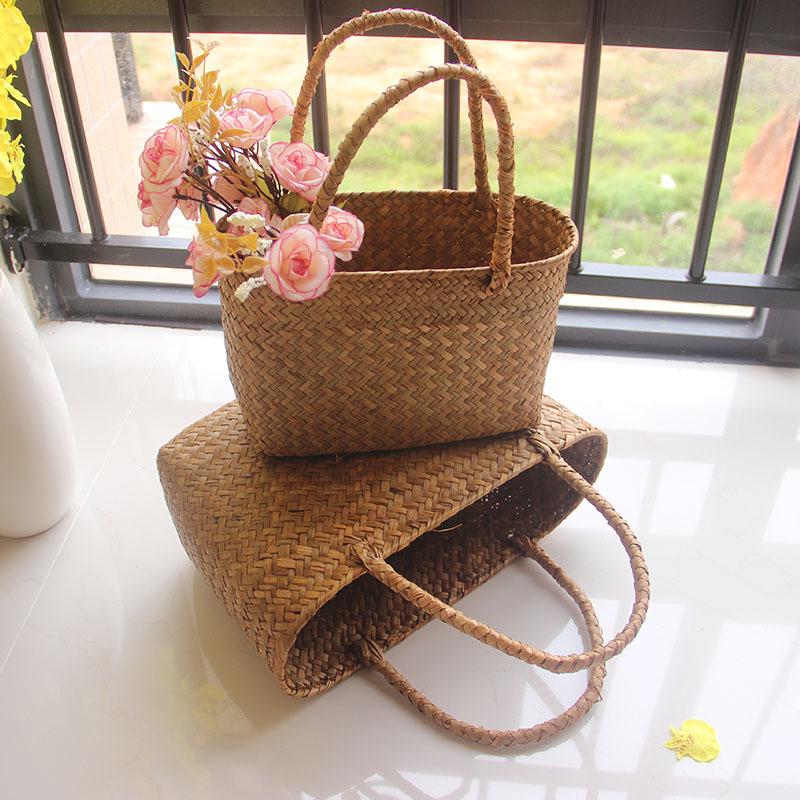 Home Shopping Basket Hand Vegetable Basket Decorative Woven Basket Flower Arrangement Basket Imitating Rattan Picnic Bag