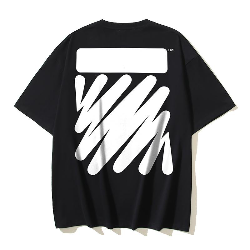 1189 Off-White 2025 Summer New Wave Stripe Pattern Printed Short Sleeved T-shirt for Men and Women