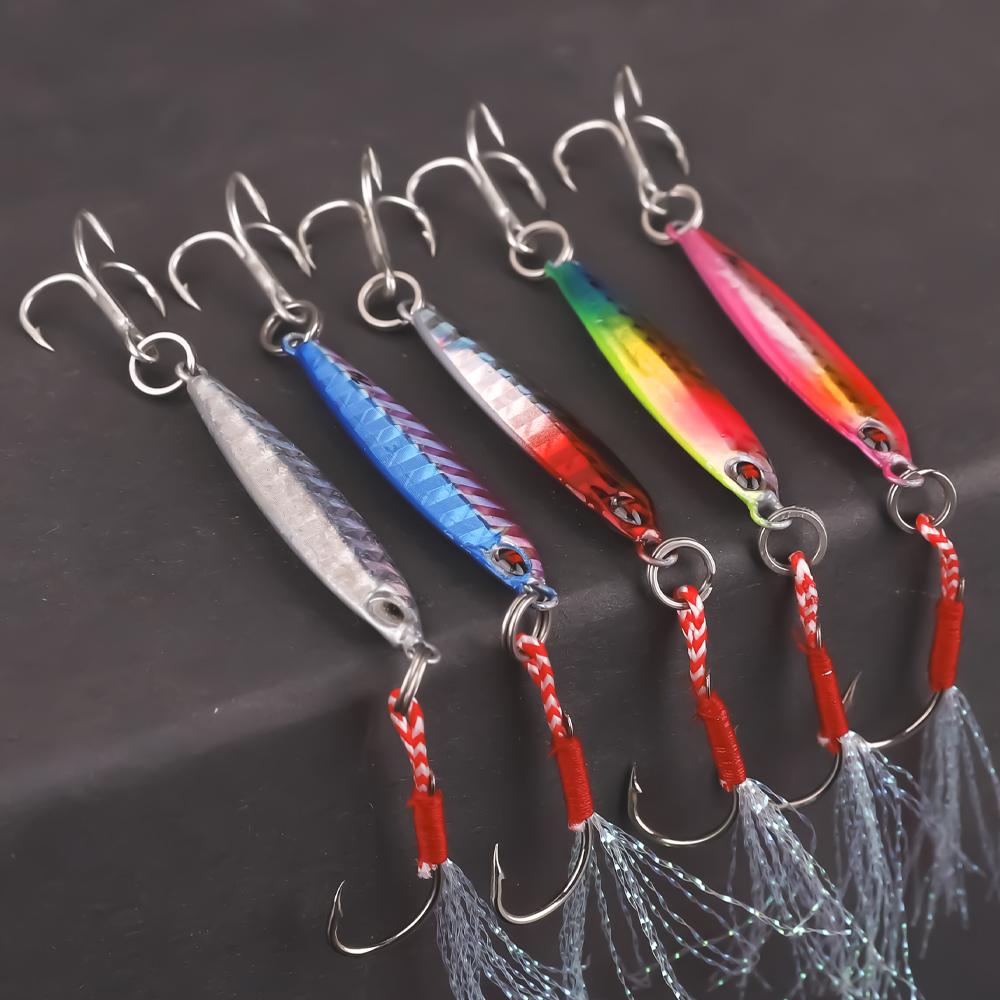 FTK 5pcs Jigs Fishing Lures Sinking Metal Spoons Micro Jigging Bait