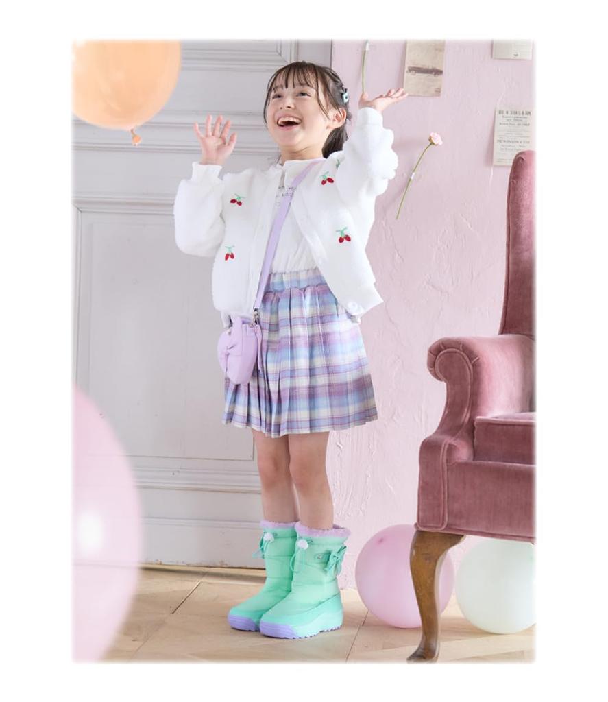 Snow Boots for Rain Boots for Cold Ribbon M [Arisana] Kids, Girls, Weather, Spiked, Boots, Mint, (19cm-20cm)