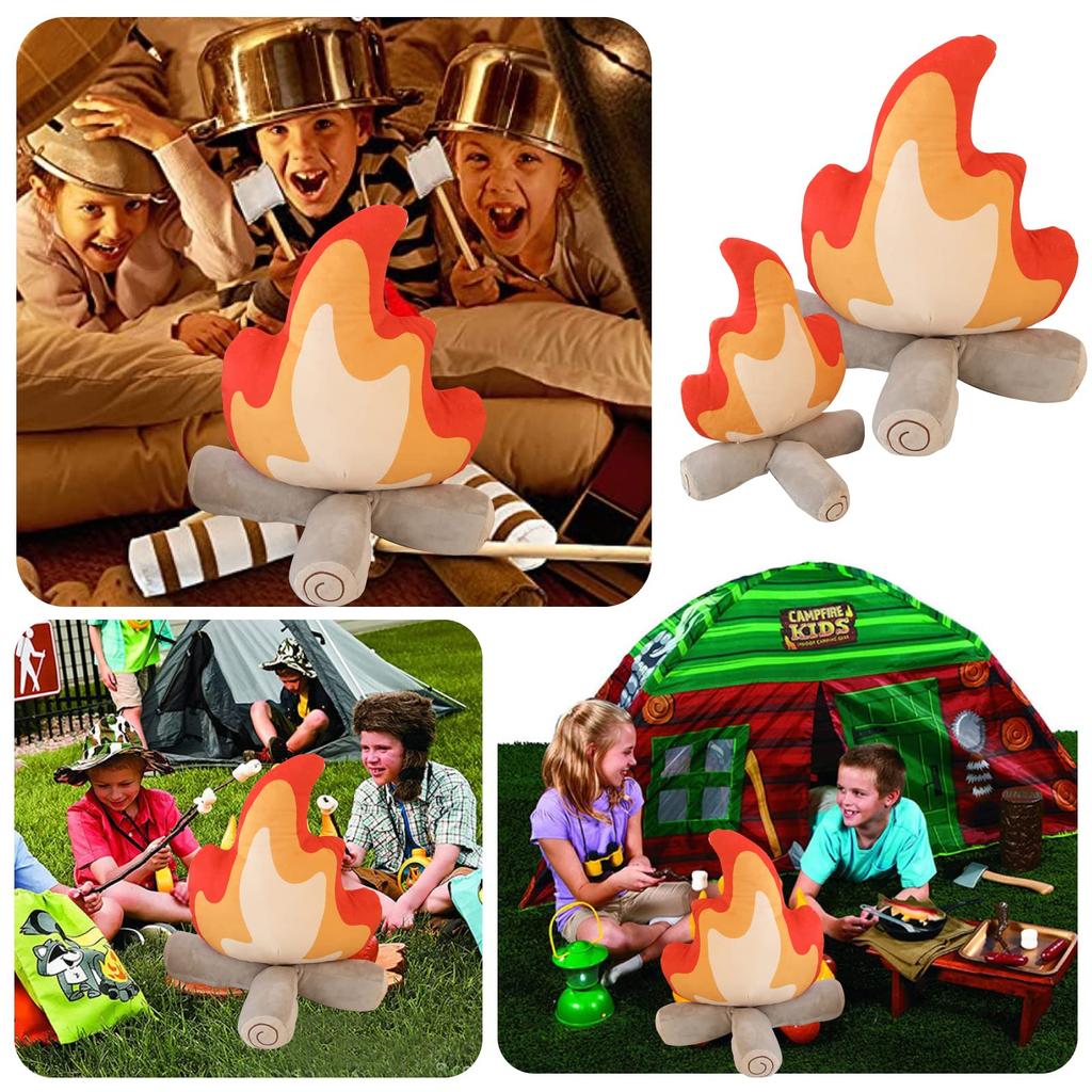 (RONGUI) Bonfire Cushion, Bonfire Plush Toy, 30cm X 45cm, Fun, Soothing Camping Item, Interior Decoration (Large (45cm))