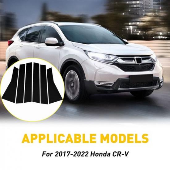 Set For Honda 2007- CR-V Black Pillar Posts Set Door Trim Piano Cover Kit US
