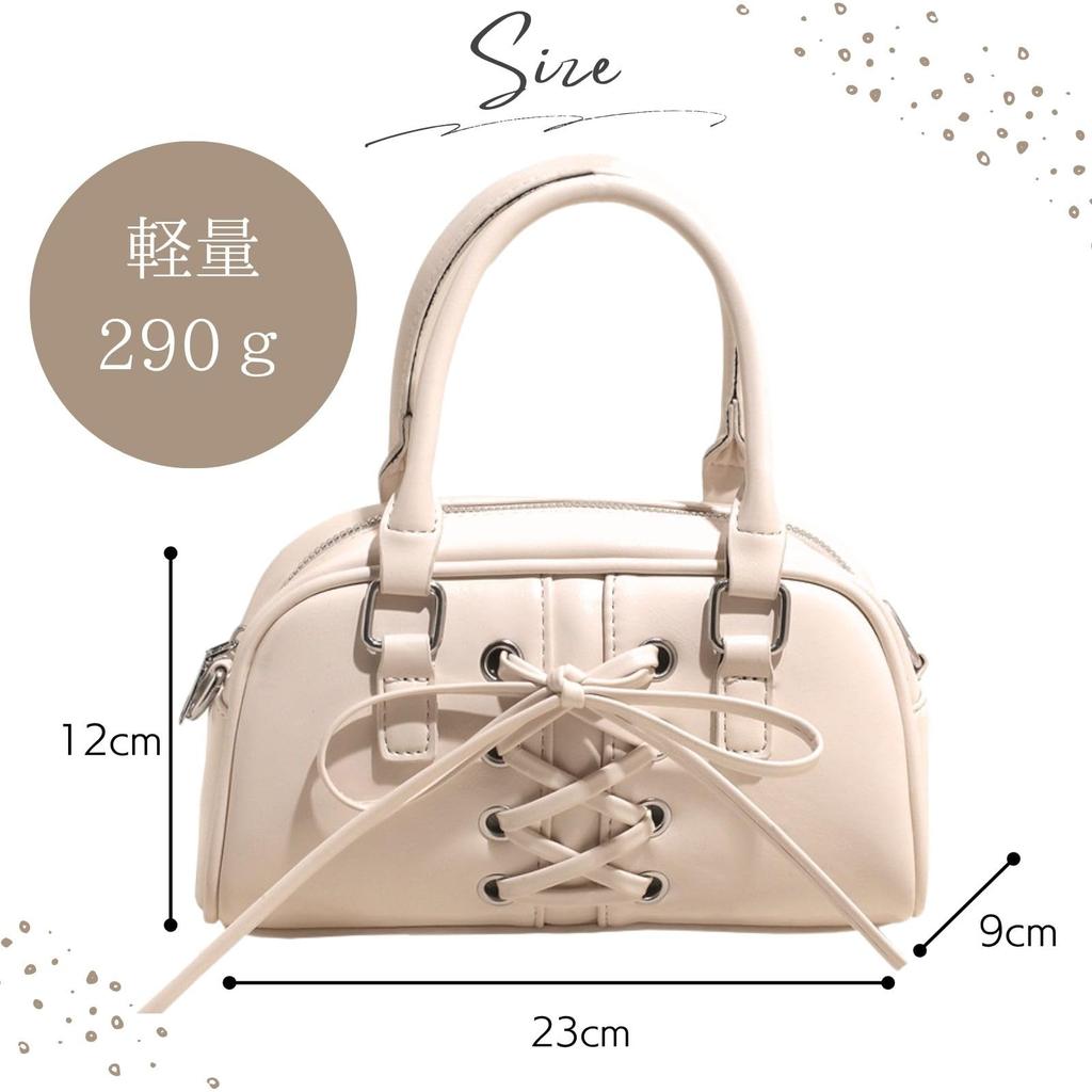 Harujio Women's Mini Boston Bag, Shoulder Bag, Mini Boston Bag, Handbag, 2-Way, Small, Shoulder Bag, Crossbody Bag, Wide, Korean Trend, Ribbon,