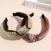 Fashion Women's And Girls Ethnic Bohemian Plaid Headbands with Center Knot for Ladies Daily Hair Hoops Accessory