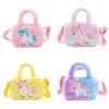 Cute Plush Unicorn Shoulder Bag For Kids Cartoon Design Soft And Fluffy Perfect For Kindergarten And Daily Use Purple