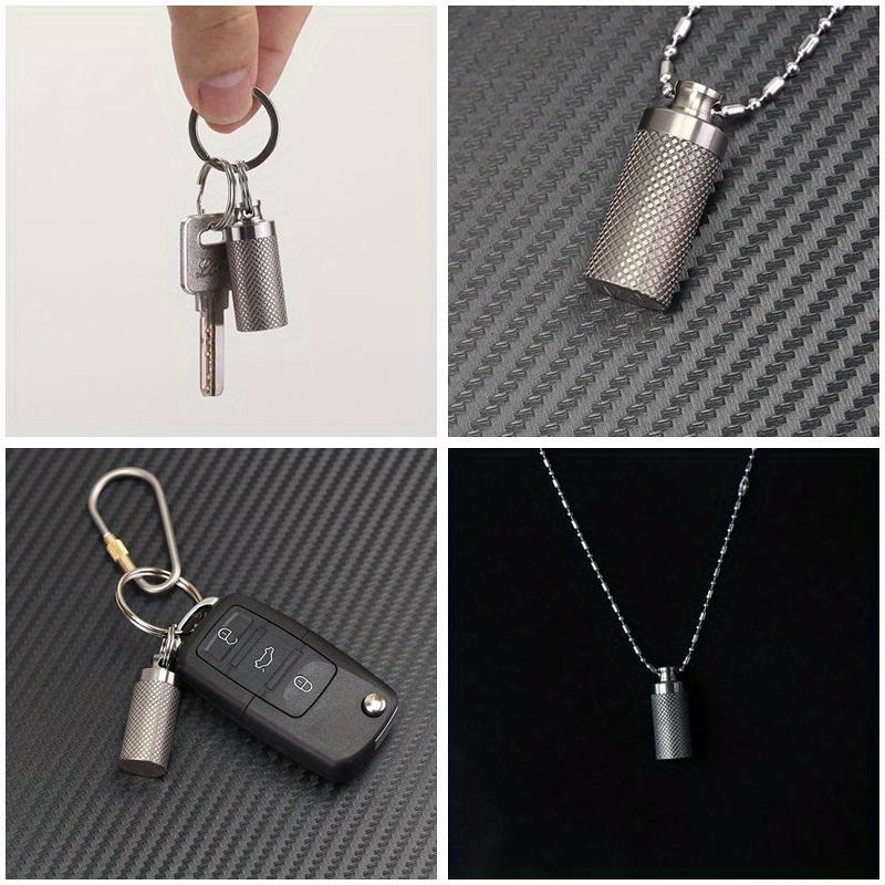 Mini Titanium Alloy Sealed Waterproof Medicine Bottle Keychain, Compact Carry-on Decorative Keychain for Camping and Travel Accessories
