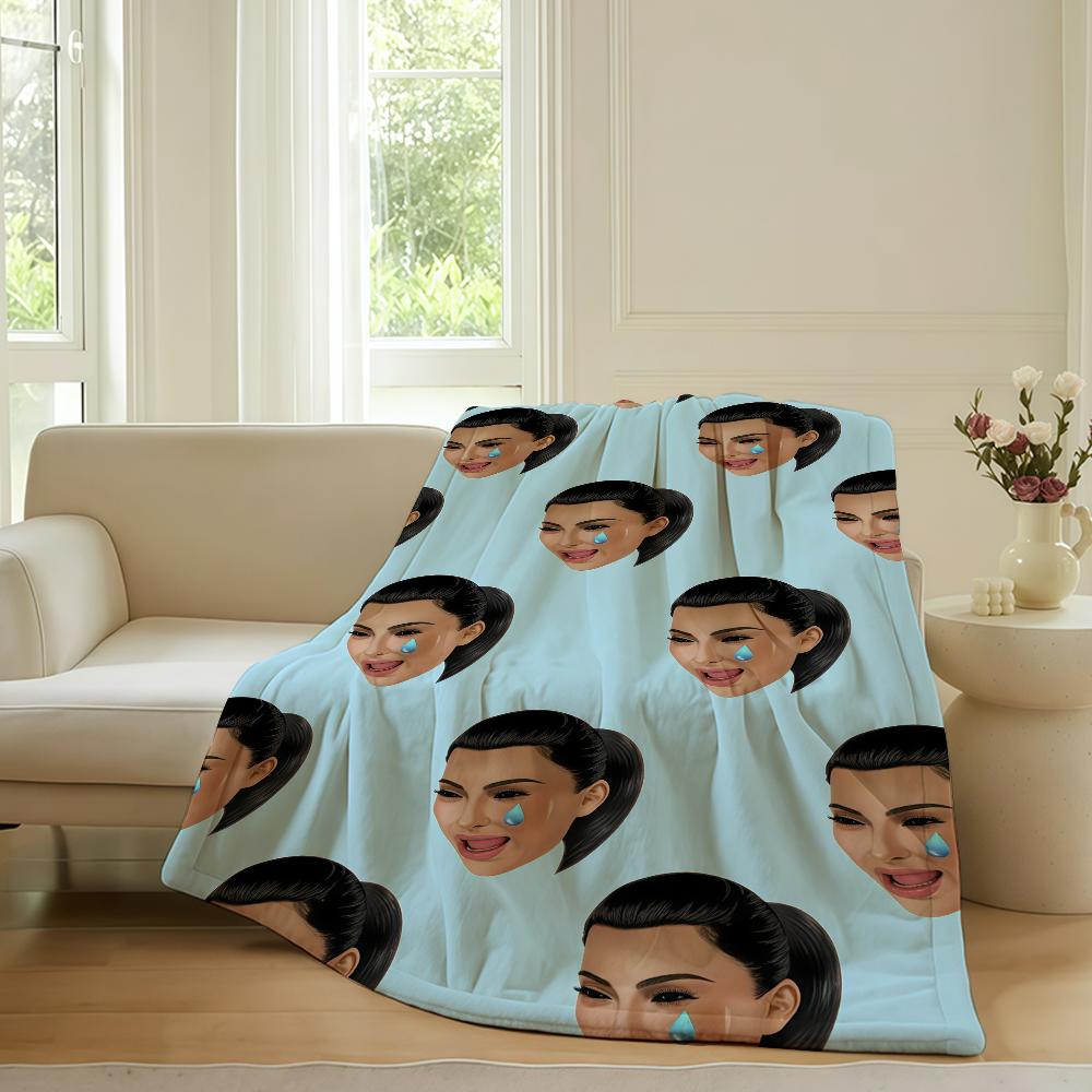 American actor K-Kim K-Kardashia Blanket For Sofa Office Bed Plane Travel Sleep Read Relax Camping Soft And Warm