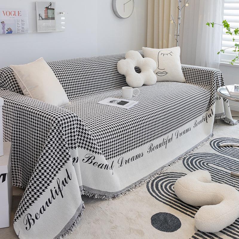 Sofa Towel Universal Thickened Non-Slip Chenille Integrated Full Covered Small Plaid Minimalist Sofa Cushion Cloth
