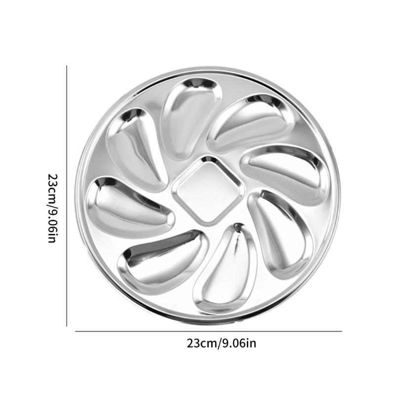 Versatile Shellfish Tray 8 Slot Plate Shellfish Seafood Tray Stainless Steel Material Suitable for Seafood Delight