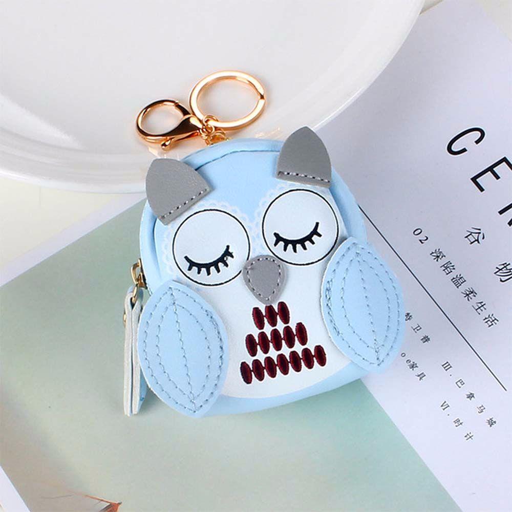 Lady Wallet Owl Clerk PU Leather Women Key Bag Owl Coin Purse Car Key Chain School Bag Pendant