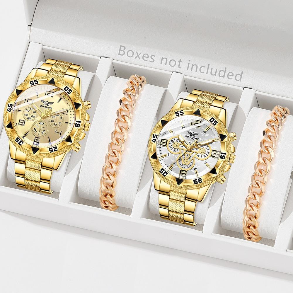 Men's Watch Blu-ray Glass Quartz Watch Classic Watch False Three-eye Digital Alloy Watch