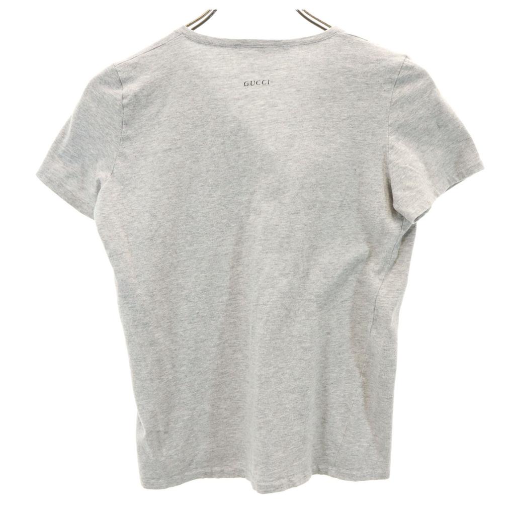 GUCCI made in Italy Short sleeve V neck T-shirt M gray Women Used