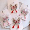 Neujahrs-Rote Perlen-Haarspangen für Kinder - Süße Schmetterling-Quasten-Barretten, Chinesischer Hanfu-Stil, Niedliche Haaraccessoires