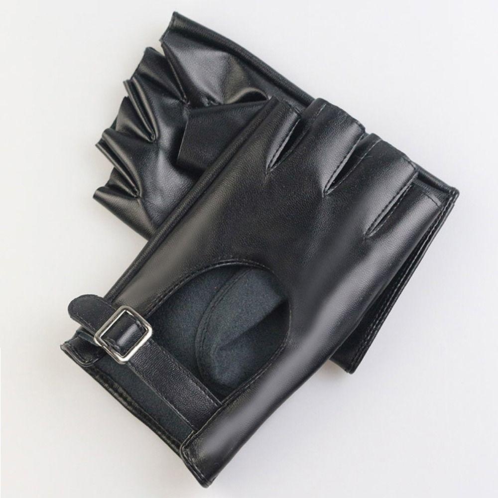 Waterproof Fingerless Gloves Square Buckle Driving Gloves Half Finger Gloves Stage Performances