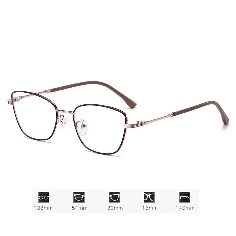 Metal Frame Color Changing Near Sight Eyewear Cat Eye Photochromic Myopia Glasses Fashion Anti Blue Light  Minus Diopter Glasses