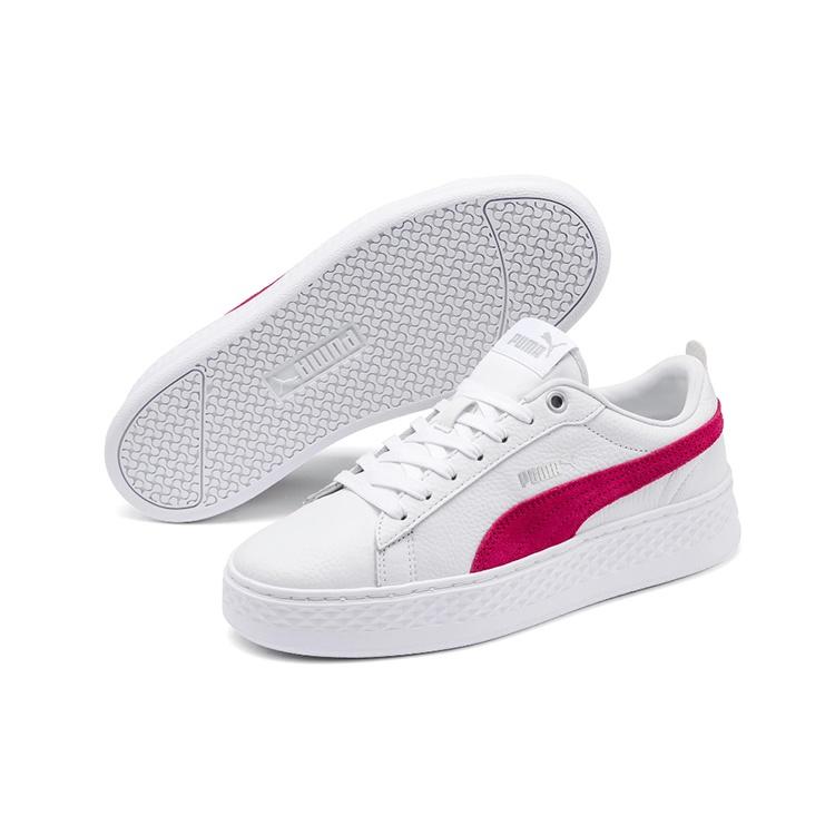 (WMNS) PUMA Smash Platform Кожаные 'Белый Яркая Роза' Женские 366487-20